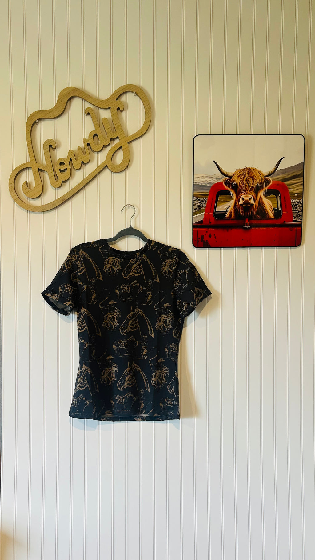 Doodle Do's Charcoal Horse & Cowboy Top