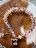 Pink Clover Bead Bracelet