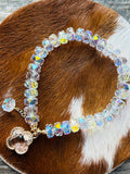 Clear Clover Crystal Bead Bracelet
