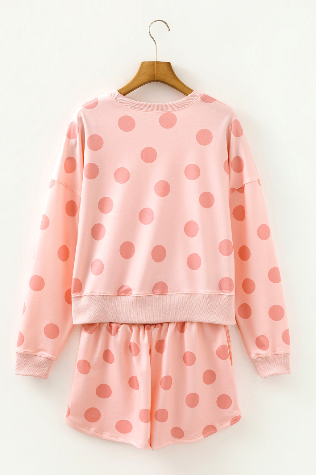 Pink Polka Dot Drop Shoulder Set