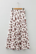 Beige Drawstring Leopard Pants